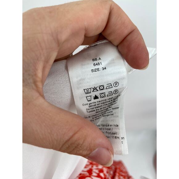 Ganni Red Floral Print Pull On Midi Skirt Size 34/2 NWT - Picture 5 of 5